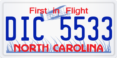 NC license plate DIC5533