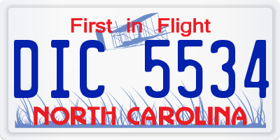 NC license plate DIC5534