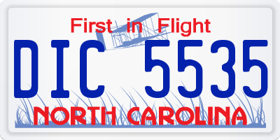 NC license plate DIC5535