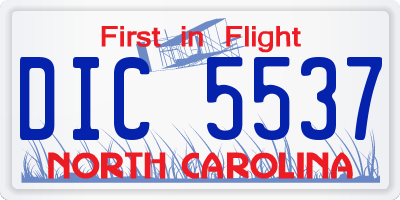 NC license plate DIC5537