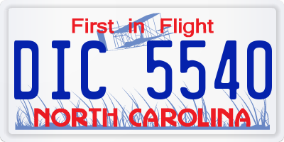 NC license plate DIC5540