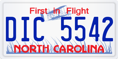 NC license plate DIC5542