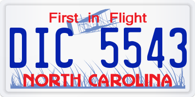 NC license plate DIC5543