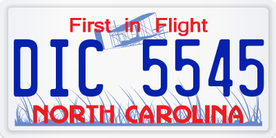 NC license plate DIC5545