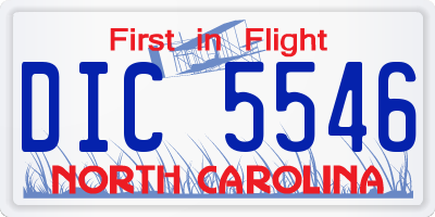 NC license plate DIC5546
