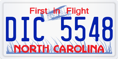 NC license plate DIC5548