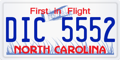 NC license plate DIC5552