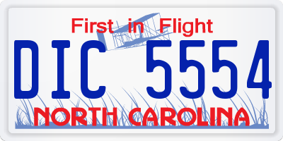 NC license plate DIC5554