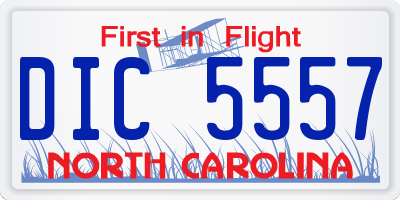 NC license plate DIC5557