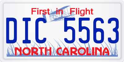 NC license plate DIC5563