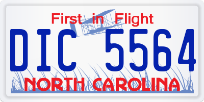NC license plate DIC5564