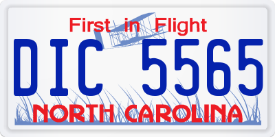 NC license plate DIC5565
