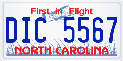 NC license plate DIC5567