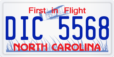 NC license plate DIC5568