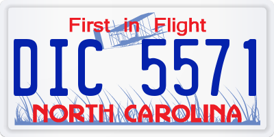 NC license plate DIC5571