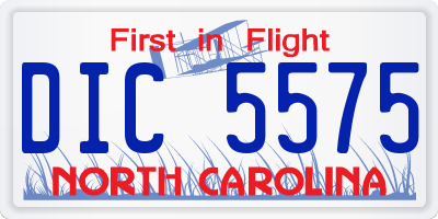 NC license plate DIC5575