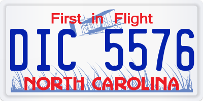 NC license plate DIC5576