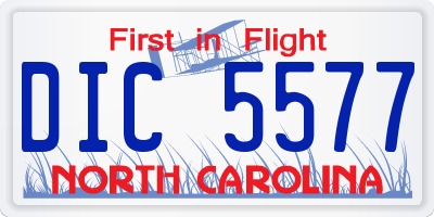 NC license plate DIC5577