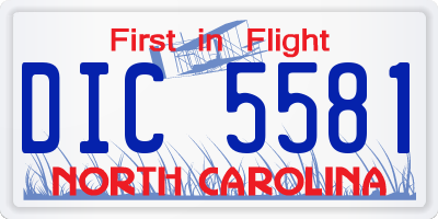 NC license plate DIC5581