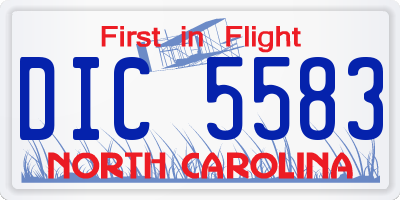 NC license plate DIC5583