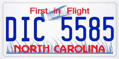 NC license plate DIC5585