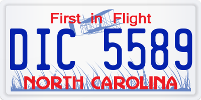 NC license plate DIC5589