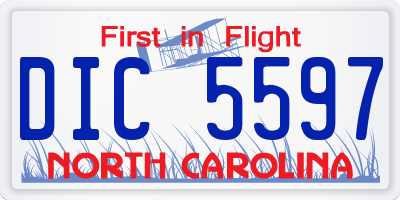 NC license plate DIC5597