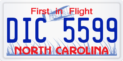 NC license plate DIC5599