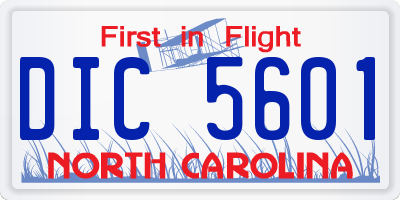 NC license plate DIC5601