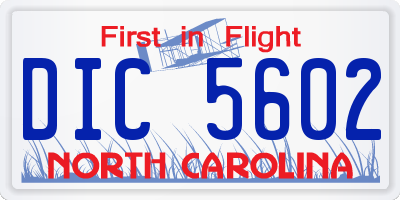 NC license plate DIC5602