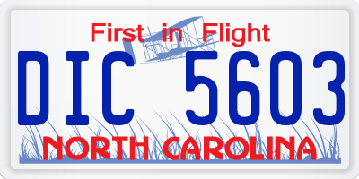 NC license plate DIC5603