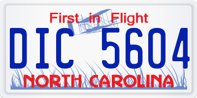 NC license plate DIC5604