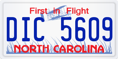 NC license plate DIC5609