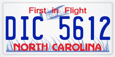 NC license plate DIC5612