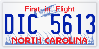 NC license plate DIC5613