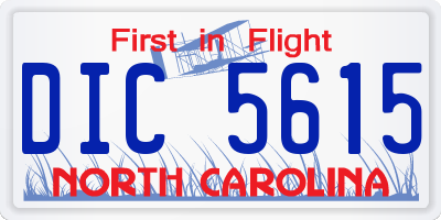 NC license plate DIC5615