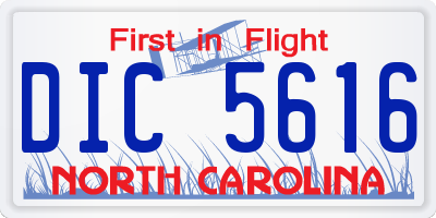 NC license plate DIC5616