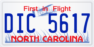 NC license plate DIC5617