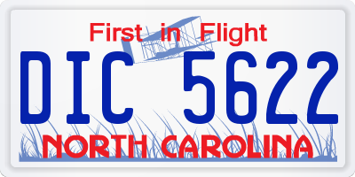 NC license plate DIC5622