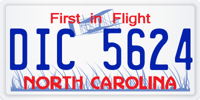 NC license plate DIC5624