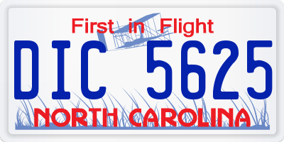 NC license plate DIC5625