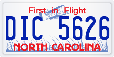 NC license plate DIC5626