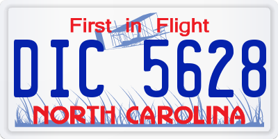 NC license plate DIC5628