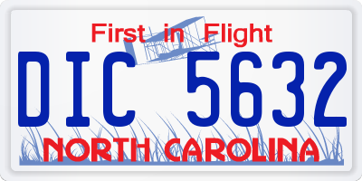 NC license plate DIC5632