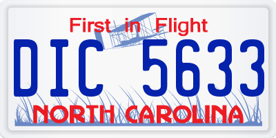 NC license plate DIC5633