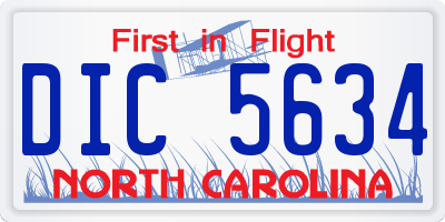 NC license plate DIC5634