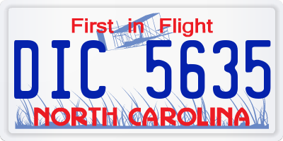 NC license plate DIC5635