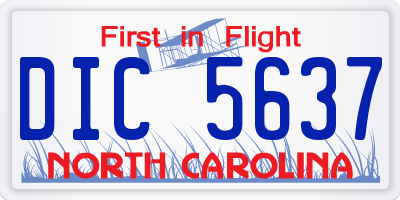 NC license plate DIC5637