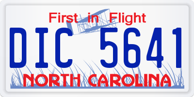 NC license plate DIC5641