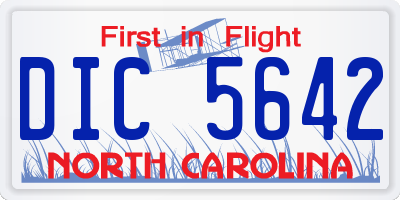 NC license plate DIC5642